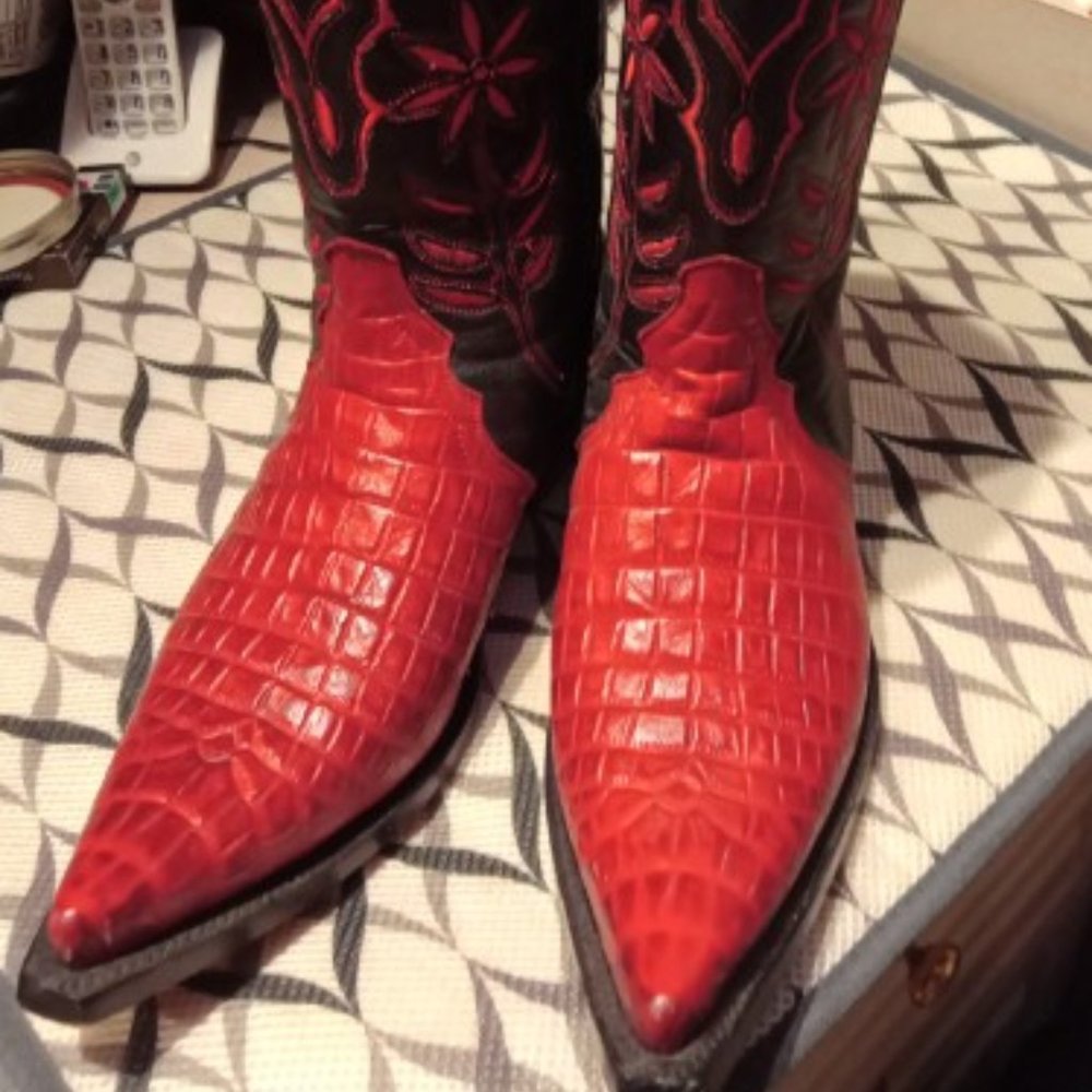 Leather Cowboy Boots - Men's 8/Women's 10